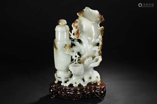 A WHITE JADE CARVED 