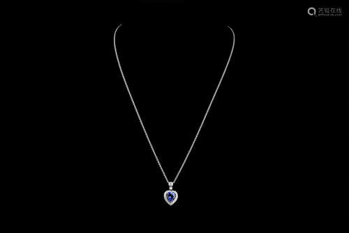 18K WG TANZANITE NECKLACE WITH DIAMONDS