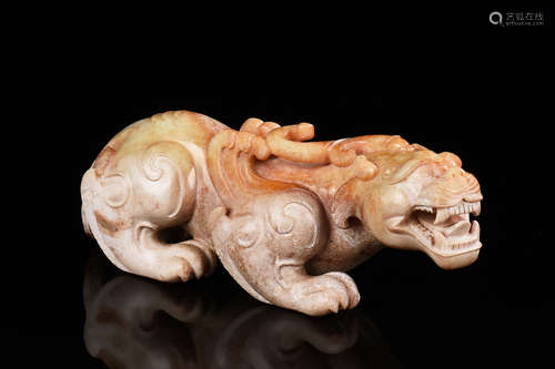 ARCHAIC JADE CARVED MYTHICAL BEAST FIGURE