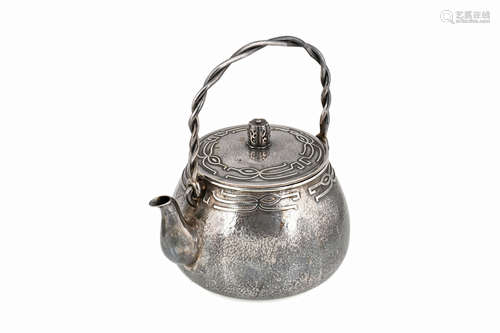 JAPANESE SILVER TEAPOT WITH MOSAIC PATTERN