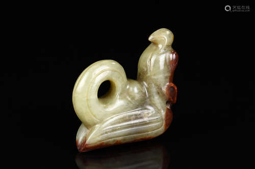 JADE CARVED 'BIRD BEAST' FIGURE