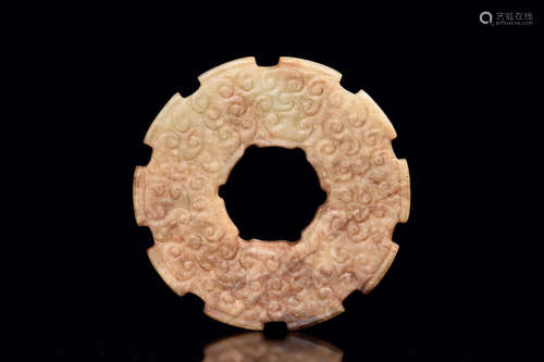 JADE CARVED DISC, BI