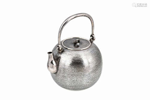 JAPANESE SILVER TEAPOT WITH SCALE PATTERN