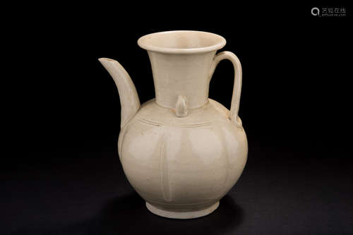 WHITE GLAZED LOBATED EWER