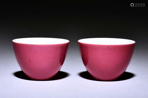 PAIR OF RED GLAZED CUPS