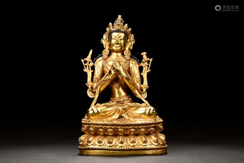 GILT BRONZE CAST BUDDHA FIGURE