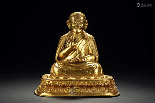 GILT BRONZE SEATED GURU