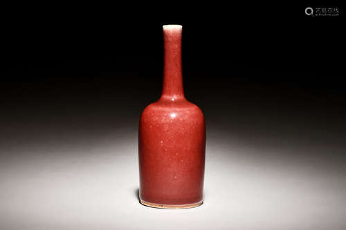 MONOCHROME RED GLAZED BOTTLE VASE