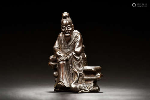 WOOD CARVED FIGURE WANG XIZHI