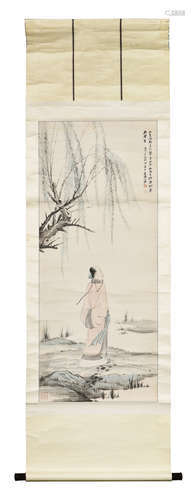 ZHANG DAQIAN: INK AND COLOR ON PAPER PAINTING 'SCHOLAR'