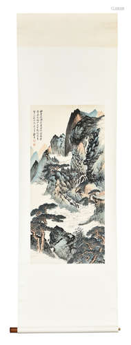 ZHENG WUCHANG: INK AND COLOR ON PAPER PAINTING 'MOUNTAIN SCENERY'