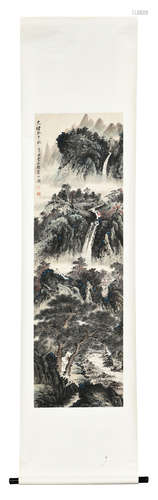 WU DAZHENG: INK AND COLOR ON PAPER PAINTING 'MOUNTAIN SCENERY'