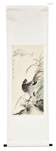 JIANG HANTING: INK AND COLOR ON PAPER PAINTING 'ROOSTER'