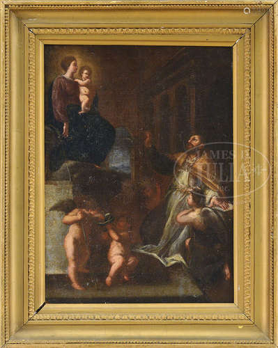 ITALIAN SCHOOL (17/18th century) “VISION OF ST. AUGUSTINE”.