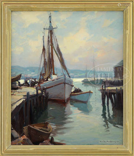 EMILE ALBERT GRUPPE (American, 1896-1978) BOATS AT HARBOR.