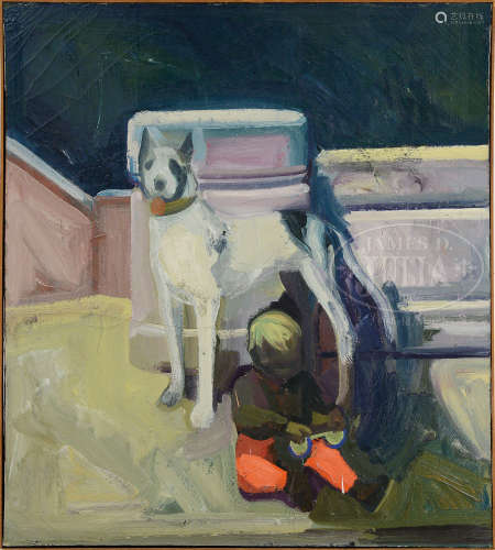 JAMES WEEKS (American, 1922-1998) “BENJAMIN WITH DOG”.