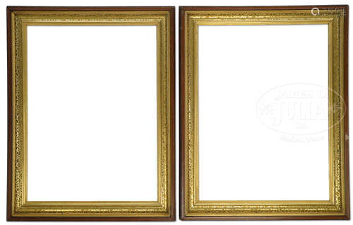 OUTSTANDING PAIR OF VICTORIAN WALNUT AND GILT FRAMES.