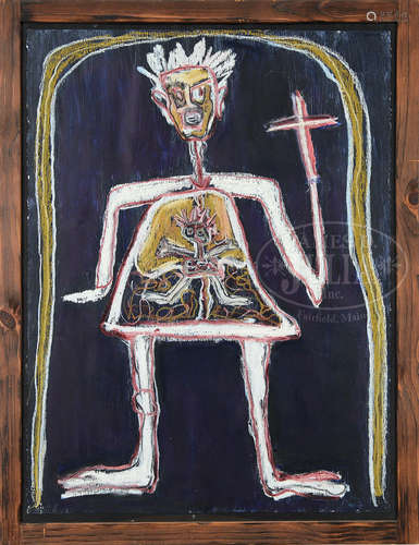 MANNER OF JEAN-MICHEL BASQUIAT (American, 1960-1988) UNTITLED FIGURE OF A WOMAN.