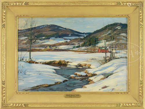 ALDRO THOMPSON HIBBARD (American, 1886-1972) RURAL VERMONT WINTER SCENE.