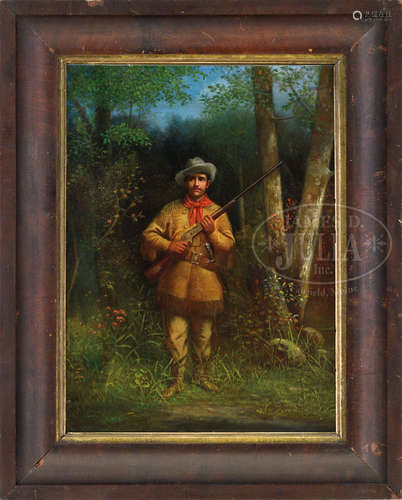 MANNER OF ARTHUR F. TAIT (American, 1819-1905) PORTRAIT OF A HUNTER (POSSIBLY THEODORE ROOSEVELT).