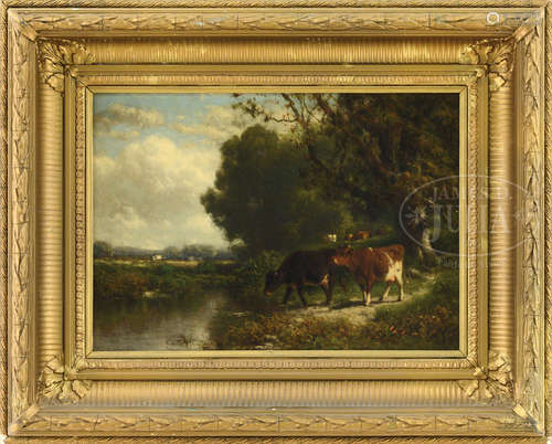 WILLIAM HART (American, 1823-1894) COWS BY A STREAM.