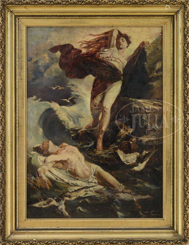 J. BERGER (Late 19th century) HERO FINDING LEANDER, AFTER FERDINAND KELLER.