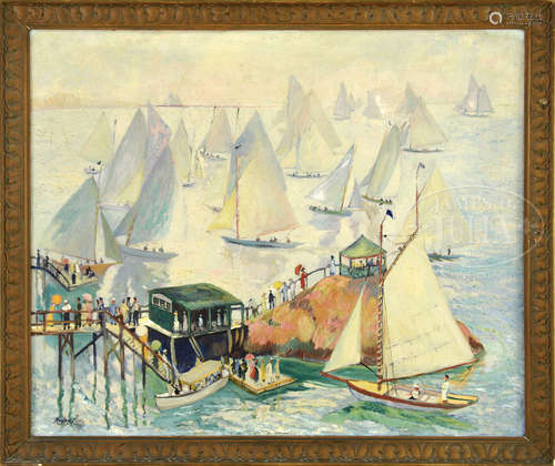 HAYLEY LEVER (American, 1876-1958) EASTERN YACHT CLUB REGATTA, MARBLEHEAD, MASS.