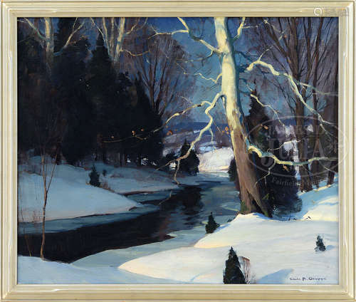 EMILE ALBERT GRUPPE (American, 1896-1978) STREAM IN WINTER LANDSCAPE.