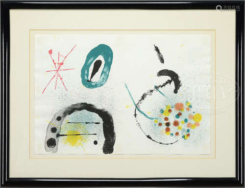 JOAN MIRO (Spanish, 1893-1983) FOUR COLOR LITHOGRAPHS ALONG WITH ALEXANDER CALDER (American, 1898-1976) “UNTITLED V, 1976”.