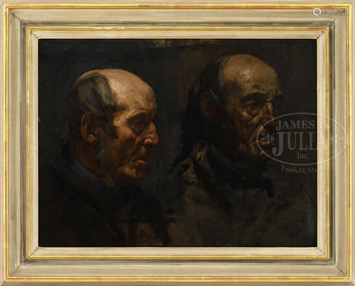 ENGLISH (19th century) DOUBLE HEAD STUDY OF TWO MEN.