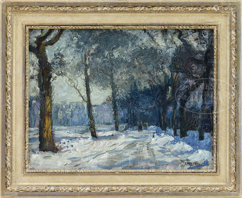 JEAN FRANCOIS RAFFAELLI (French, 1850-1924) WINTER STROLL.