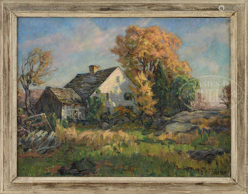 FREDERICK LESTER SEXTON (American, 1889-1975) COLONIAL HOME IN FALL.