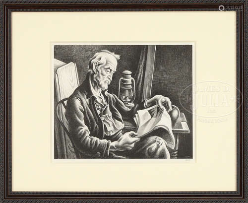 THOMAS HART BENTON (American, 1889-1975) “OLD MAN READING”.