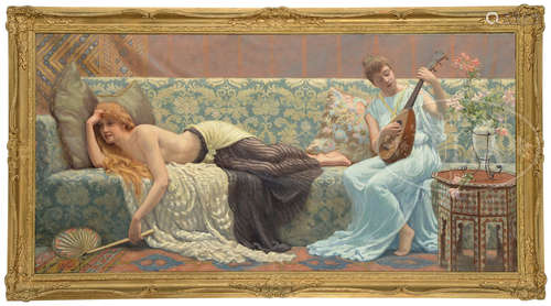 HARRY E. J. BROWNE (English, 19th century) THE HAREM MUSICIAN.