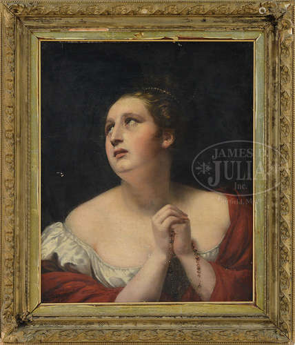 ITALIAN SCHOOL (17/18th century) PORTRAIT OF A WOMAN WITH ROSARY, IN THE MANNER OF GUIDO RENI.