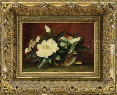 AMERICAN SCHOOL (19th century) STILL LIFE WITH MAGNOLIAS.