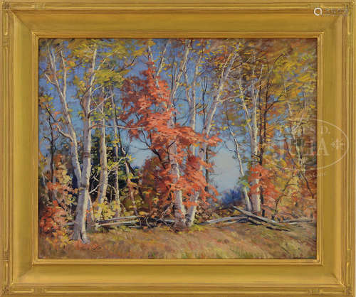 THOMAS R. CURTIN (American, 1899-1977) “BIRCHES IN AUTUMN, BAKERSFIELD”.