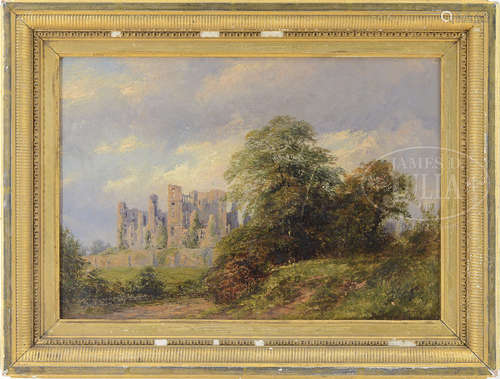 ENGLISH SCHOOL (19th century) LANDSCAPE WITH CASTLE RUINS.