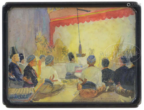 FREDERICK A. LEEKNEY (Latvian/American, 1900-) INDONESIAN PUPPET SHOW.