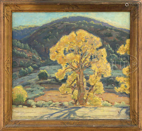 FRANK TOWNSEND HUTCHENS (American, 1869-1937) “AUTUMN TAOS CANYON”.