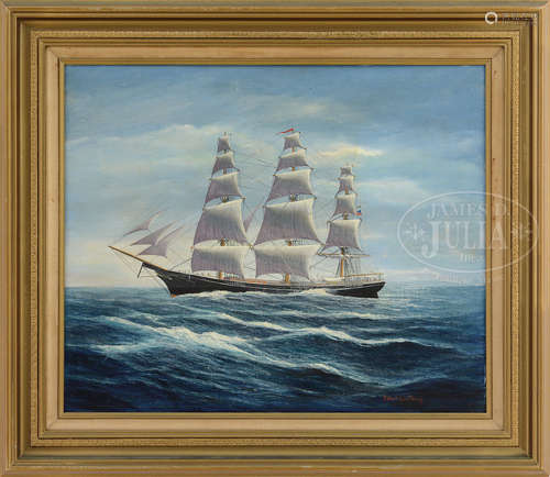 ROBERT LEE PERRY (American, 1909-1991) CLIPPER SHIP “JAMES BAINES”.