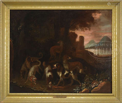 ATTRIBUTED TO FRANS SNYDERS (Netherlands/Belgian, 1579-1657) HUNTING DOGS.