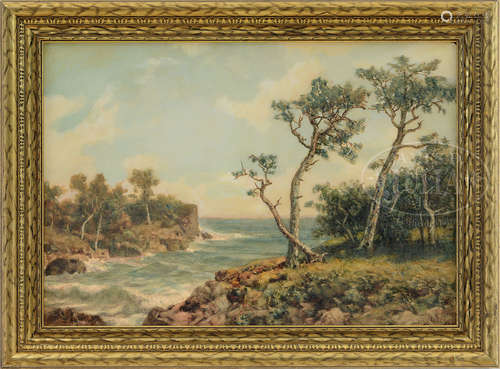 LOUIS E DELIUS (American, 19th Century) COASTAL LANDSCAPE.