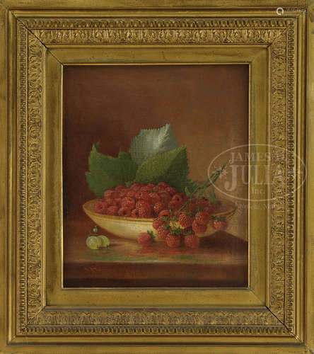 ALESSANDRO MARIO (American, 19th century) STILL LIFE OF A BOWL OF RASPBERRIES.