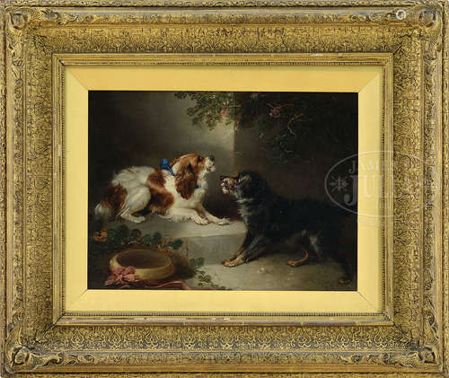 GEORGE (SMITH) ARMFIELD (English, 1808-1893) A SPANIEL AND TERRIER MEET.