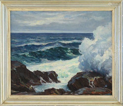 STANLEY WINGATE WOODWARD (American, 1890-1970) “SURF AT LOBLOLLY COVE”.