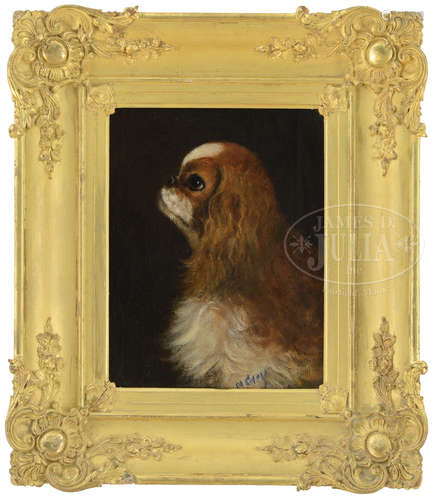 ATTRIBUTED TO MONICA GRAY (English, fl. 1898-1918) PORTRAIT PROFILE OF RED AND WHITE SPANIEL.