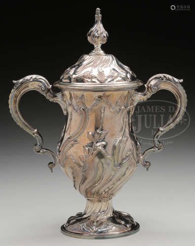 ENGLISH STERLING SILVER COVERED LOVING CUP, LONDON 1765-6 BY FRANCIS BUTTY & NICHOLAS DUMEE.