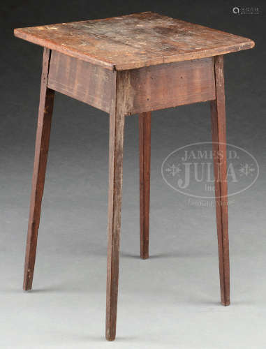 18TH CENTURY DELICATE TAPERED LEG SPLAY STAND IN OLD PAINT.