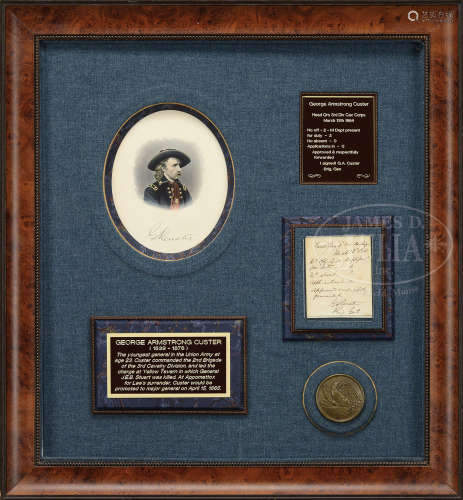 FINE ARCHIVALLY FRAMED GEORGE CUSTER AUTOGRAPH NOTE SIGNED AS “BRIGADIER GENERAL”, 1864.